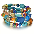 Multi-Layered Irregular Natural Agate Beads Bohemian Charming Bracelet - Vintage-Inspired Yoga Jewelry For Women - Perfect Gift For Girlfriend, Family, Friends, Birthdays, Festivals, And Anniversaries With Small, Delicate, An