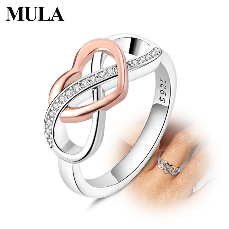 MULA Original 925 Sterling Silver Rings High Quality Eternal Love Rings For Women Lady Wedding Band Party Fashion Jewelry Gift