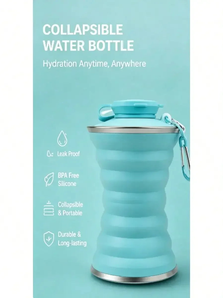 Collapsible Silicone Water Bottle With Carabiner, Reusable Leak Proof Foldable Camping Cup, Portable Sports Travel Bottle For Ou mbzr