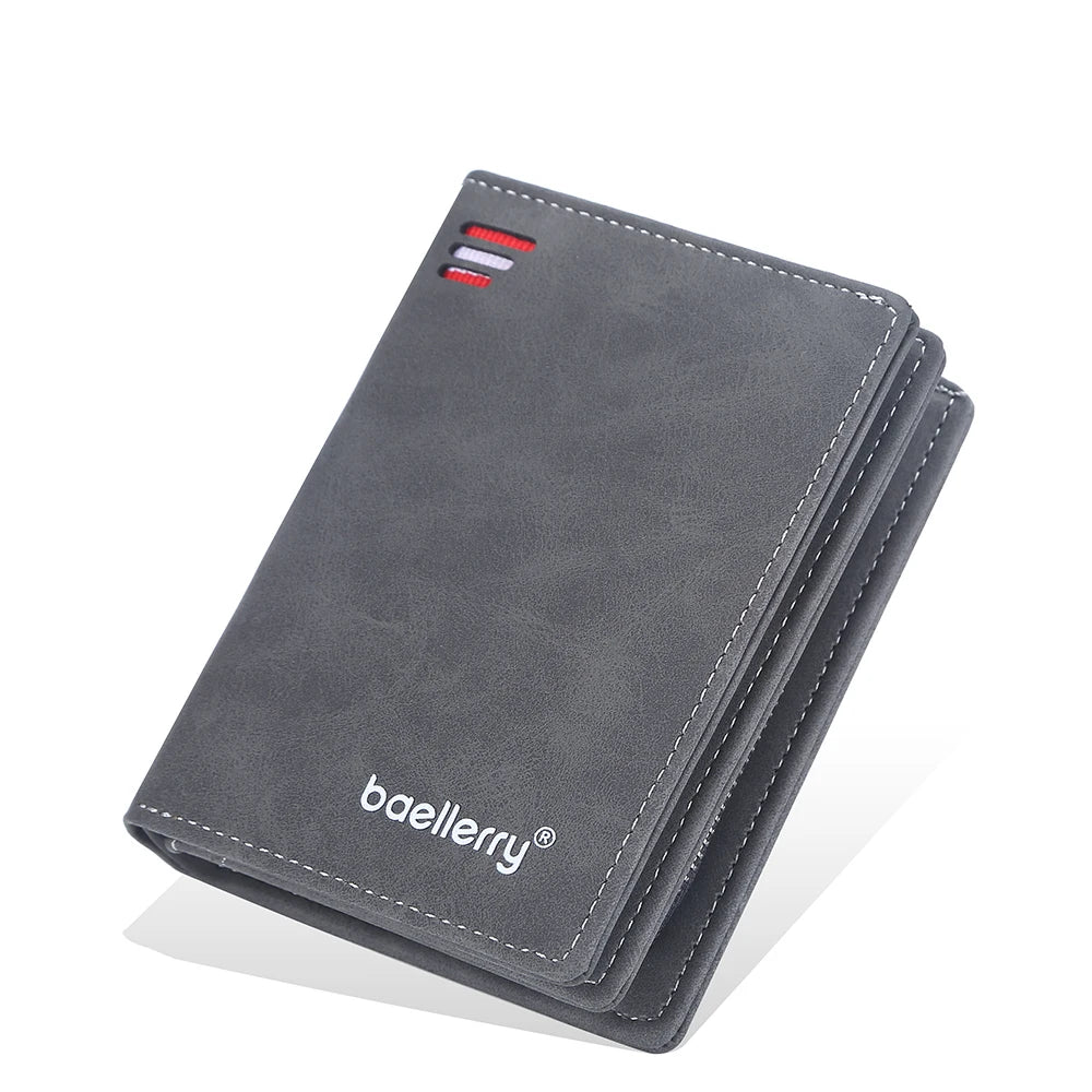 Brand Men PU Leather short Wallet With Zipper Coin Pocket Vintage Big Capacity Male Short Money Purse Card Holder New