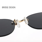 Oval Frameless Sunglasses 2025 New Sunglasses Retro Sunglasses Trendy Concave Style Hot Girl 7819 mbzr