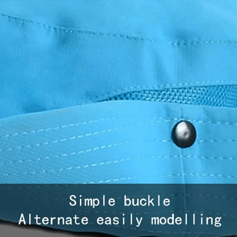 Xinbaoguan 100% Polyester Summer Outdoor Sun Hat, Breathable, Folding Sun Hat, Female Ponytail Hole Fisherman Hat