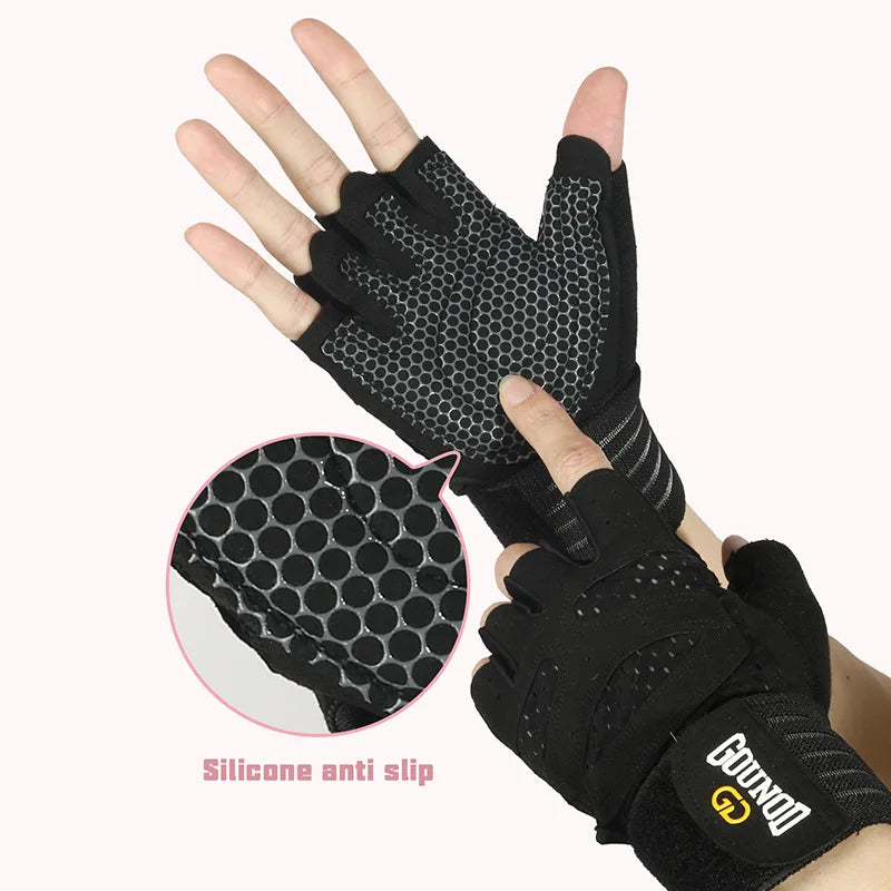 GOUNOD Weightlifting Gloves Wristband Support Breathable Anti-Slip Sports Gym Gloves Bodybuilding Powerlifting Fitness Training mbzr