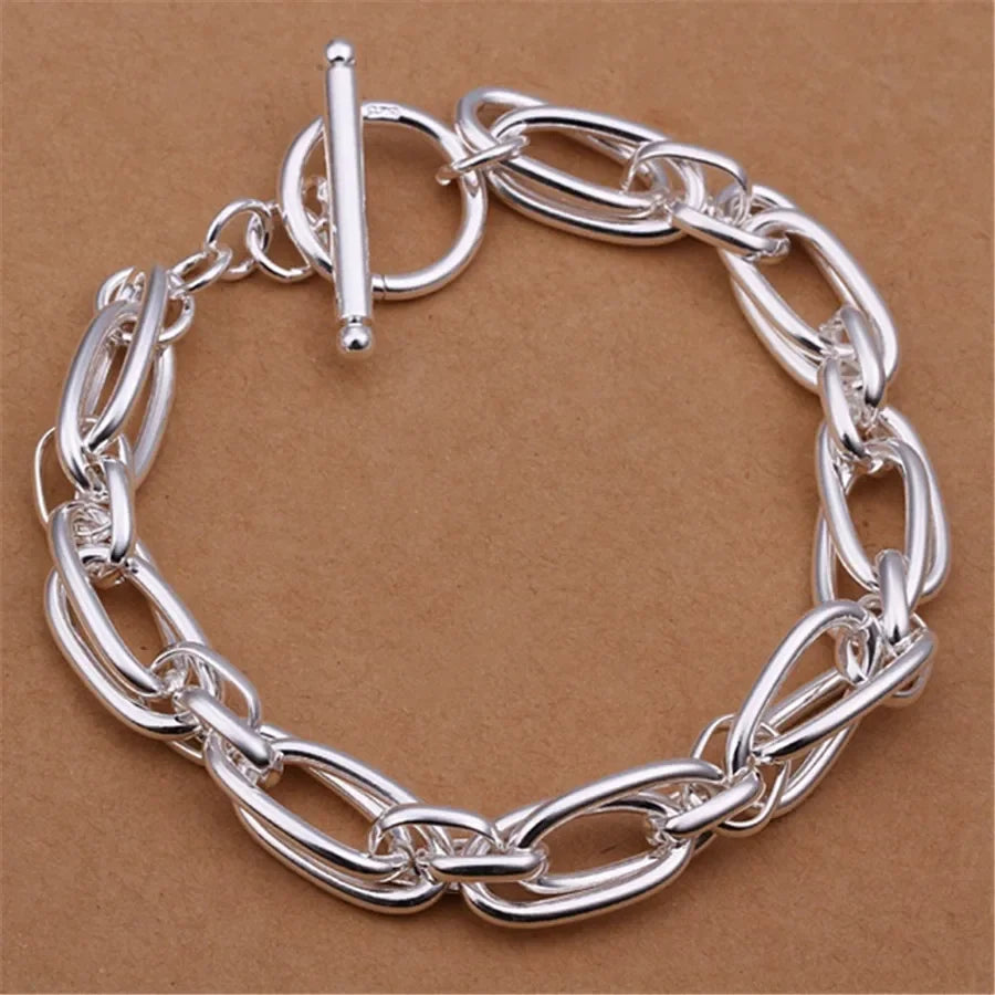 Fine 925 Sterling Silver Noble Nice Chain Solid Bracelet for Women Men Charms Party Gift Wedding Fashion Jewelry Hot Model mbzr