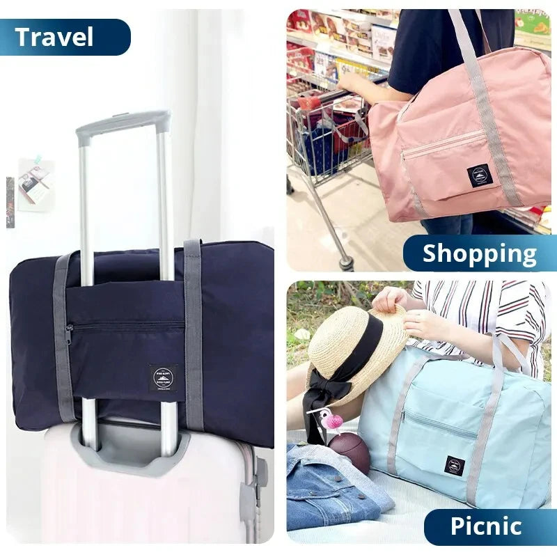 2 Pack Foldable Travel Duffel Bag for Airlines Carry on Bag Weekender Overnight Hospital Tote Bag Gym Duffel Bag Women Men mbzr