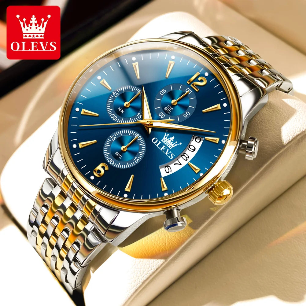 OLEVS Men's Watches Waterproof Luminous Sport Watch Chronograph Multifunction Business Fashion Gold Men's Quartz Watch 2867 mbzr