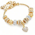 Love Heart Flower Glass Pendant Charm Bracelet Classic Pink White Crystal Stone Adjustable Bead Bracelet Silver Gold Color