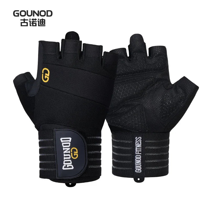 GOUNOD Weightlifting Gloves Wristband Support Breathable Anti-Slip Sports Gym Gloves Bodybuilding Powerlifting Fitness Training mbzr