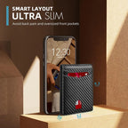 Men's Wallet Ultra Thin Rfid Leather with ID Window Multi Card Carbon Fiber Wallet