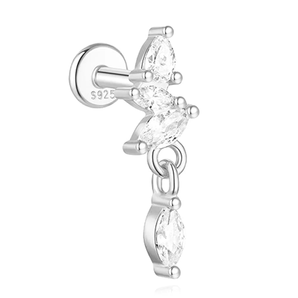 925 Sterling Silver Full Ear Dainty Piercing Ear Lobe Stud Earring for Women Helix Flat Earring Ear Bone Studs Fine Jewelry mbzr