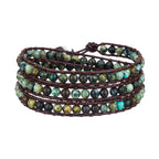 Boho Natural 4mm African Turquoise Beads Stone 3 Wraps Bracelet Jewelry mbzr