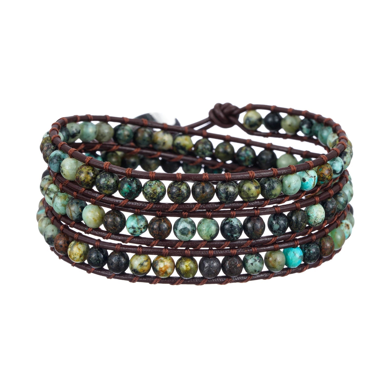 Boho Natural 4mm African Turquoise Beads Stone 3 Wraps Bracelet Jewelry mbzr