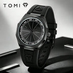TOMI 1pc TOMI Unisex Fashion Octagonal Quartz Watch Silicone Strap Brushed Case Business Casual Wristwatch Suitable For Daily