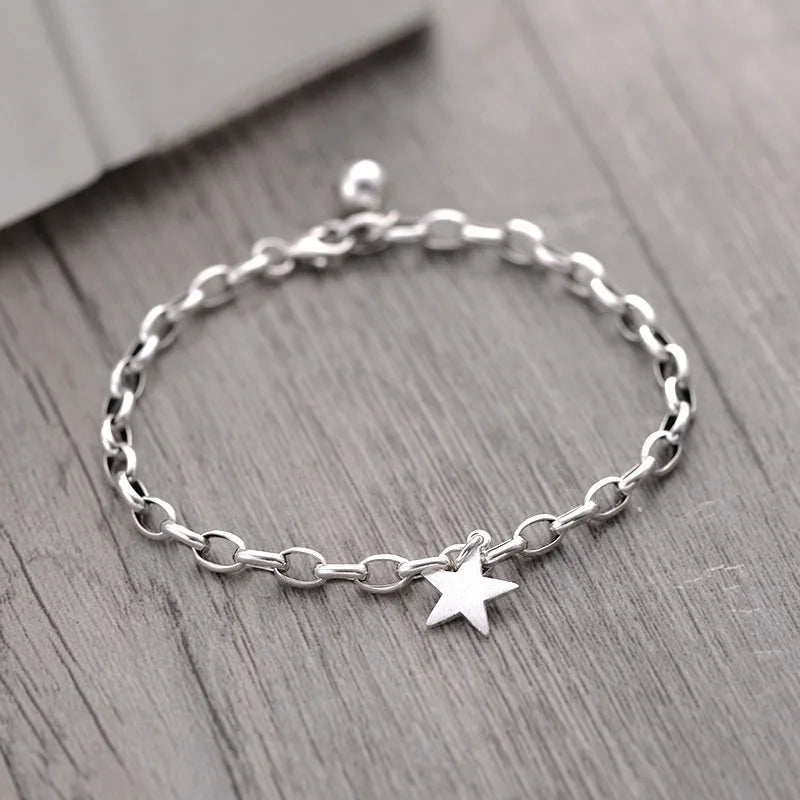 925 Sterling Silver Bracelet Rose Flower Linked Vintage Punk Adjustable Chain For Woman Girl Jewelry Gift Dropship Wholesale
