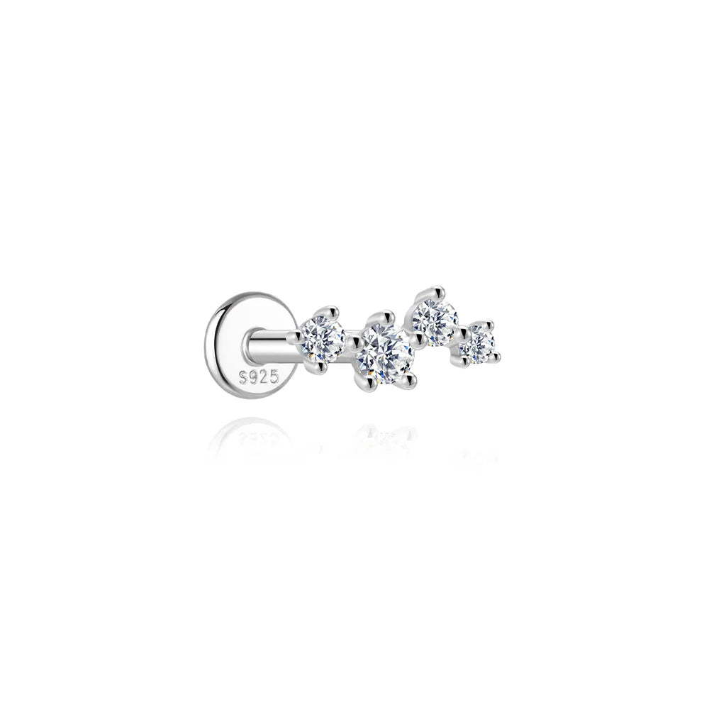 ROXI Moissanite 925 Sterling Silver Flower Tassel for Women Flat Back Piercing Earring Stud Helix Star Earring Fine Jewelry Gift mbzr