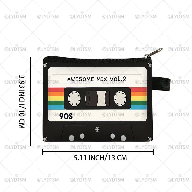 Cute Tape Cassette Case Graphic Print Coin Purses Women Men Wallet ID Credit Card Lipstick Key Storage Bag Money Coin Bag