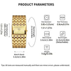 YaLaLuSi Full Rhinestone Square Ladies Watch Silver Metal Strap Gold Roman Dial Luxury Women Quartz Dress Watch