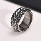 Dragon Scale Anxiety Ring for Men Cool Stainless Steel Snake Dragon Scales Rings Fidget Ring Silver Color  Men Gift