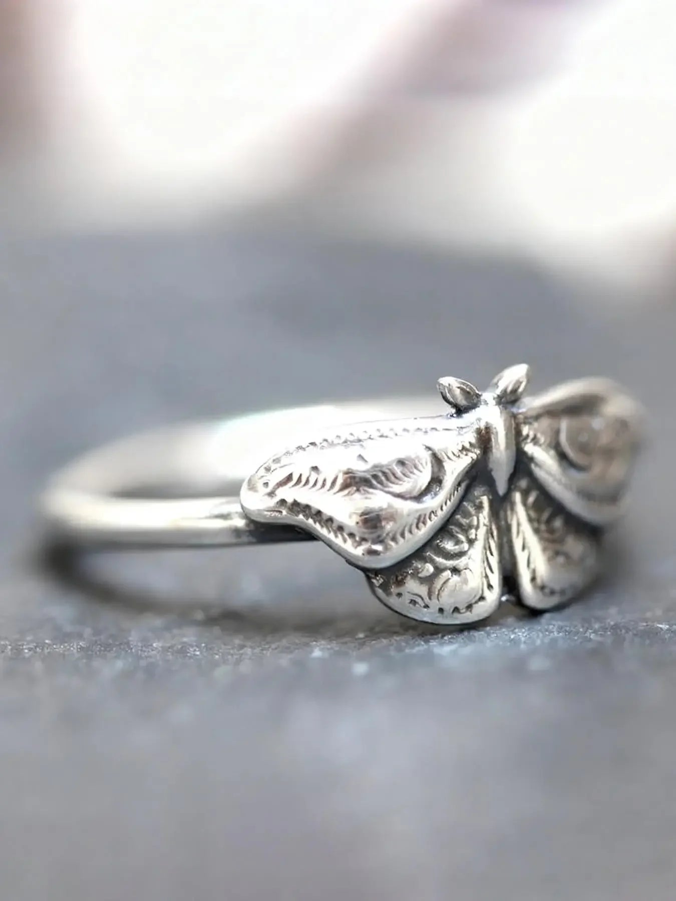 Gothic Dark Punk Moth Ring, Vintage Women's Party Creative Design Ring, Unique Personality Jewelry, Retro Style Accessory, Dark Aesthetic Rings, Statement Rings, Metal Rings