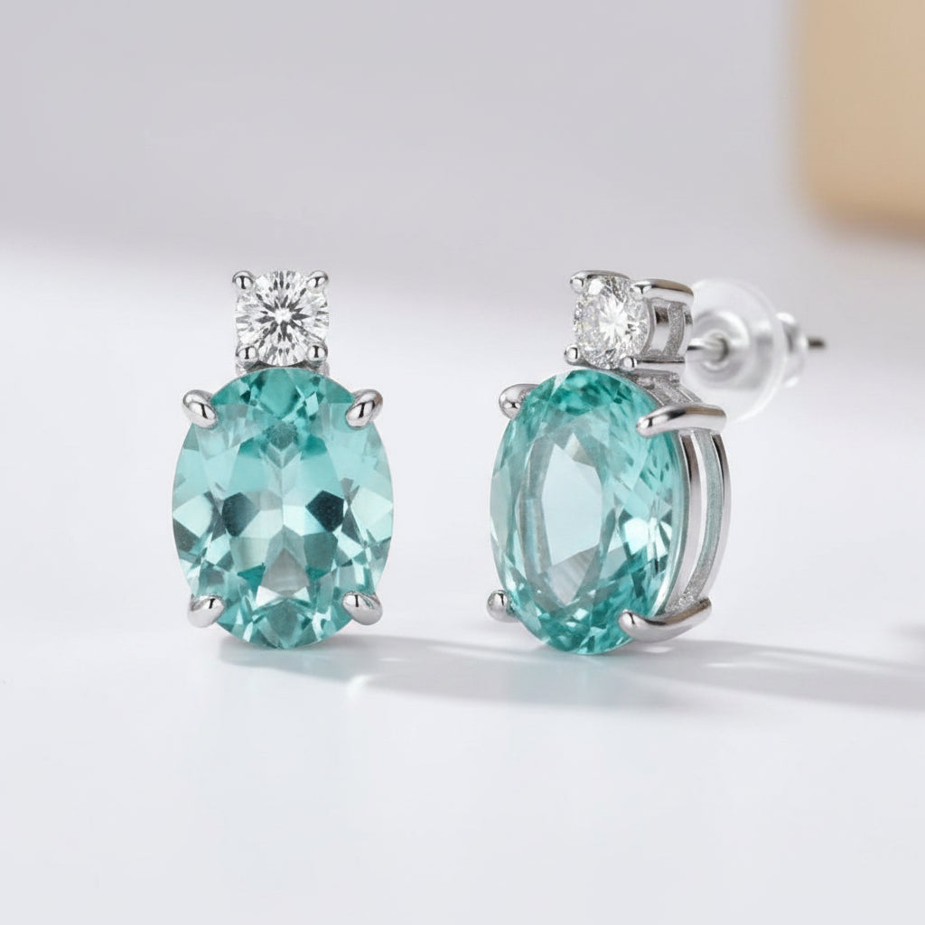 Sterling Silver Mint Green Gemstone Necklace & Earring Set