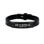Anime Death Note Black Silicone Cuff Bangle Stainless Steel Bracelets Gift Jewelry for Women and Men Fans Collection