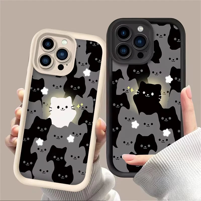 Soft TPU Case For  IPhone 17promax/17air 16 15 14 13 12 11 Pro Max X XS Anti-drop silicone phone case.Lovely Cartoon Cat Couple