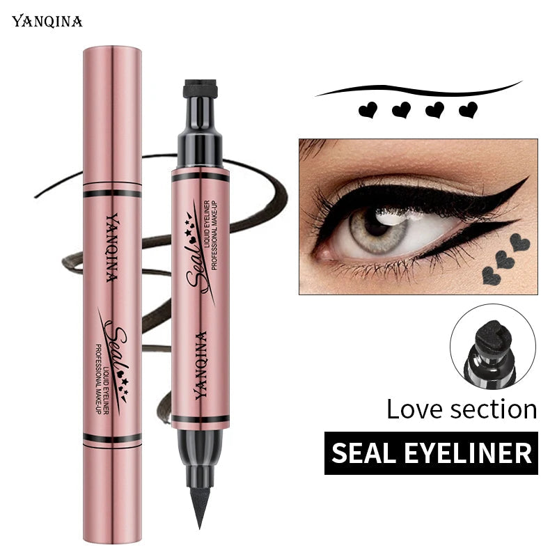 Women's Double-Headed Stamp Eyeliner Large-Capacity Liquid Black Winged Cat-Eye Makeup Tool Waterproof for Eye Beauty mbzr