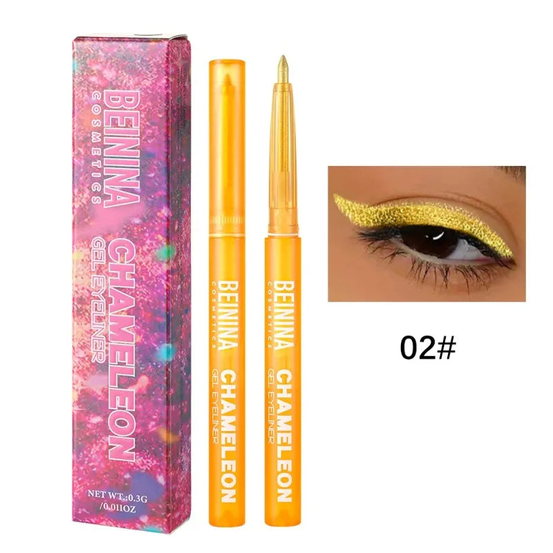 Shiny Chameleon Metallic Green Eyeliner Gel Stick Smooth Multicolor Eye Shadow Pearlescent Polarized Glitter Eyes Pigment Makeup mbzr