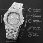 Luxury Full Diamond Men's Stainless Steel Watches Male Sports Quartz Wristwatch with Calendar mbzr