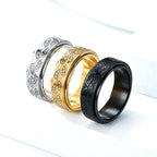 Anti Stress Stainless Steel Spinner Rings For Men Carved Demon Eye Rotatable Fidget Anxiety Joint Ring Jewelry Bague Homme