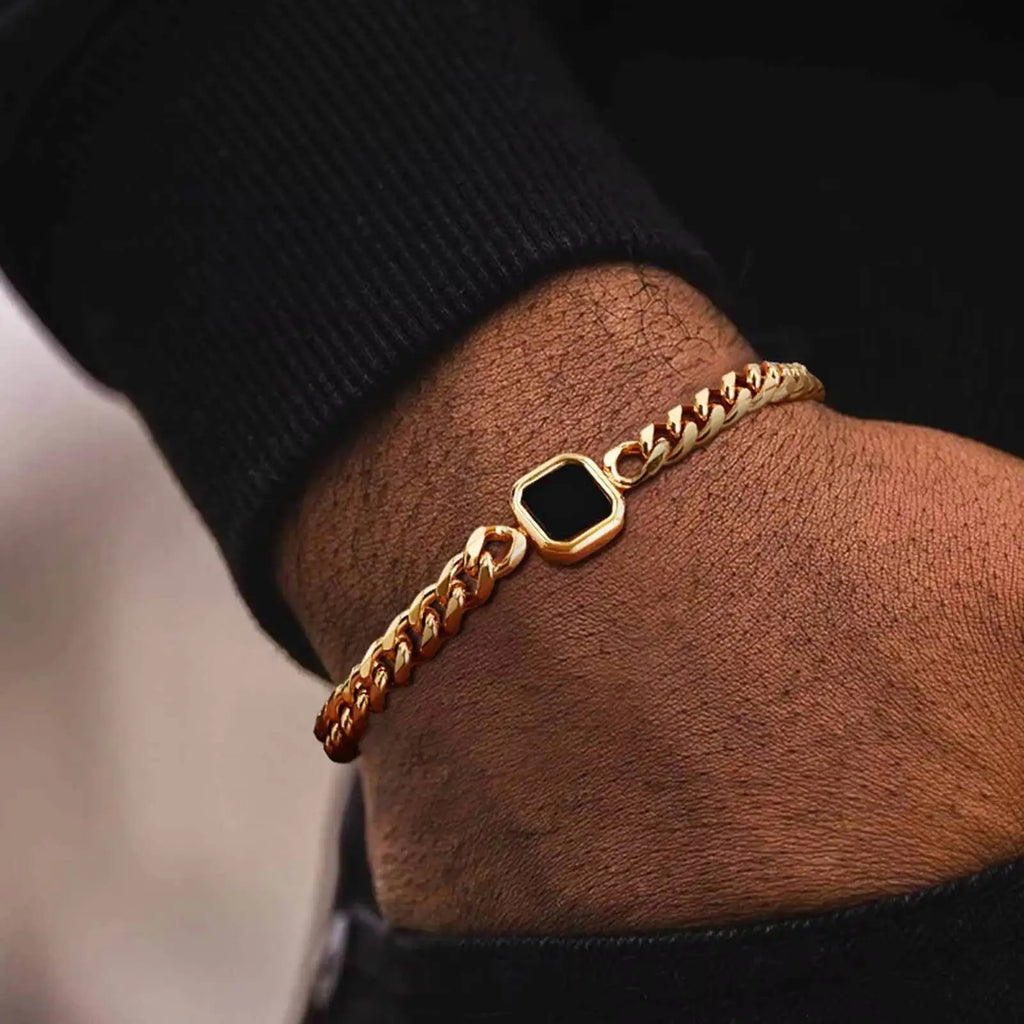 Vnox 5/7mm Width Adjustable Chain Bracelet for Men, Stainless Steel Acrylic Six-Sided Polished Jewelry Gift for Husband Son‌ Him