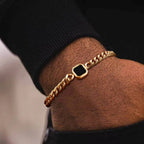 Vnox 5/7mm Width Adjustable Chain Bracelet for Men, Stainless Steel Acrylic Six-Sided Polished Jewelry Gift for Husband Son‌ Him