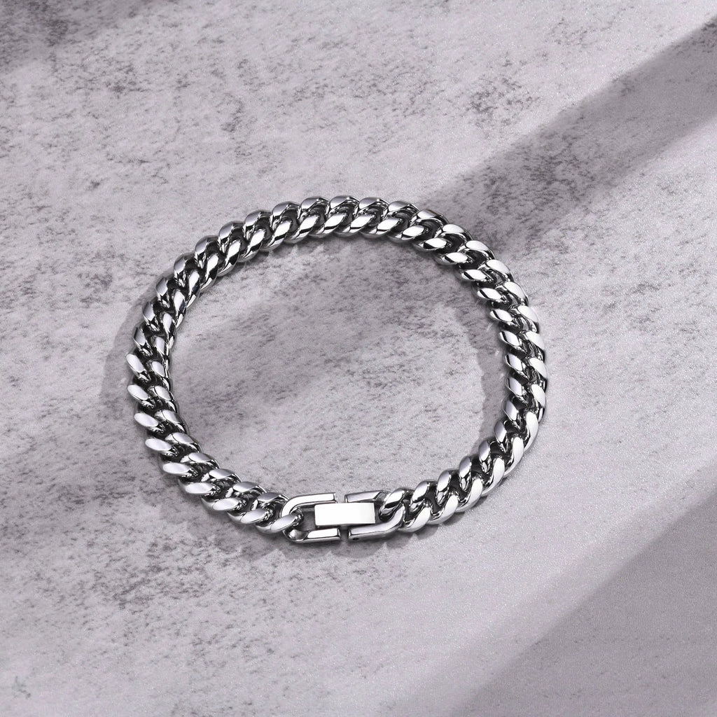 Vnox 6/8/10/12mm Cuban Chain Bracelets for Men Women, Solid Stainless Steel Curb Link Chain Wristband Jewelry