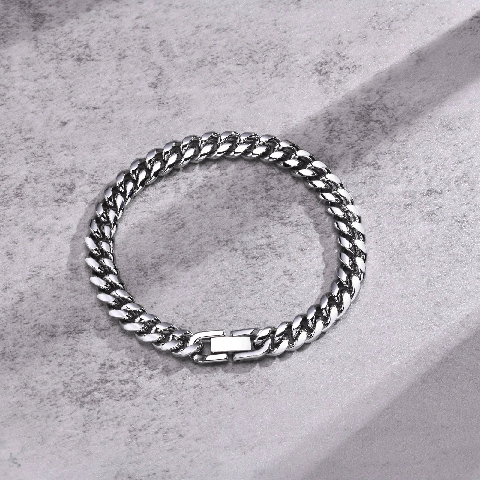 Vnox 6/8/10/12mm Cuban Chain Bracelets for Men Women, Solid Stainless Steel Curb Link Chain Wristband Jewelry
