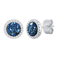 Vnox Black Crystal Round Circle Earrings for Men, Full Blue CZ Stone Ring Stud Earrings, Gothic Simple Piercing Ear Jewelry