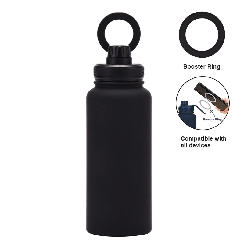 Insulated Sports Bottle 32Oz Stainless Steel with Magnetic Phone Holder, Thermos Mug for Outdoor mbzr