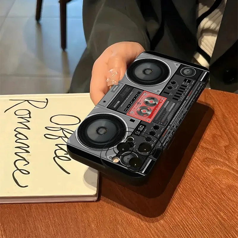 Phone case: audio pattern black, fashionable and popular suitable for iPhone 17/16/15/14/13/12/11 Pro Promax Plus phone case