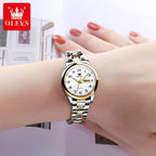 OLEVS 5567 Fashion Original Quartz Movement Women Watch Week Date Display Calendar Window 30m Waterproof Large Numeral Dial HD Luminous Watch