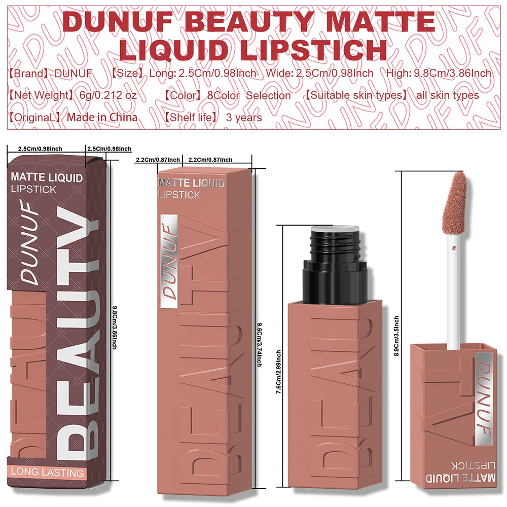 Matte Velvet Lipstick Lip Gloss Waterproof Smooth Long-Lasting Non-sticky Non-transfer Deep Red Nude Y2K Daily&Party Makeup Gift mbzr