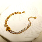 Stainless Steel Heart-shaped Ladies Elegant Bracelet  For Women Crystal Bangle