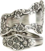 925 Sterling Silver Oxidized Spoon Ring Adjustable Ring Jewelry Gifts for Women