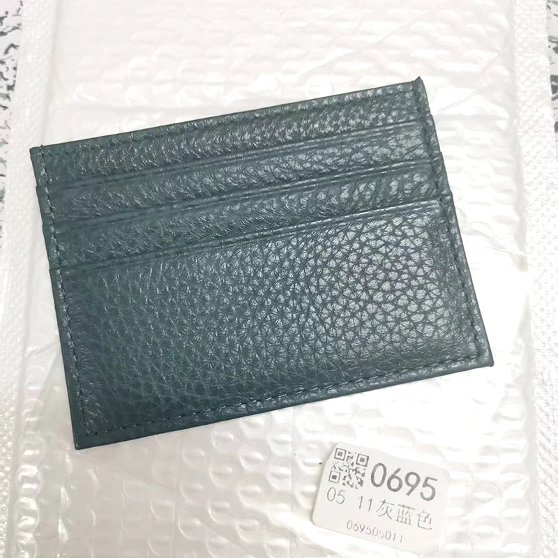 Cowhide Card Holder Woman Man Fashion Slim Mini Card Bag Genuine Leather Engrave Name Luxury Casual Purse