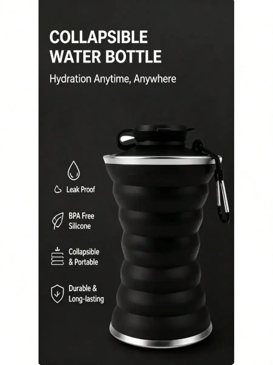 Collapsible Silicone Water Bottle With Carabiner, Reusable Leak Proof Foldable Camping Cup, Portable Sports Travel Bottle For Ou mbzr