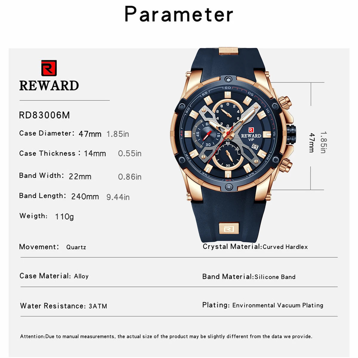 REWARD Luxury Sport Men Quartz Watch Man Wristwatch Chronograph Silicone Strap Waterproof Luminous Hands Date Men's Watches