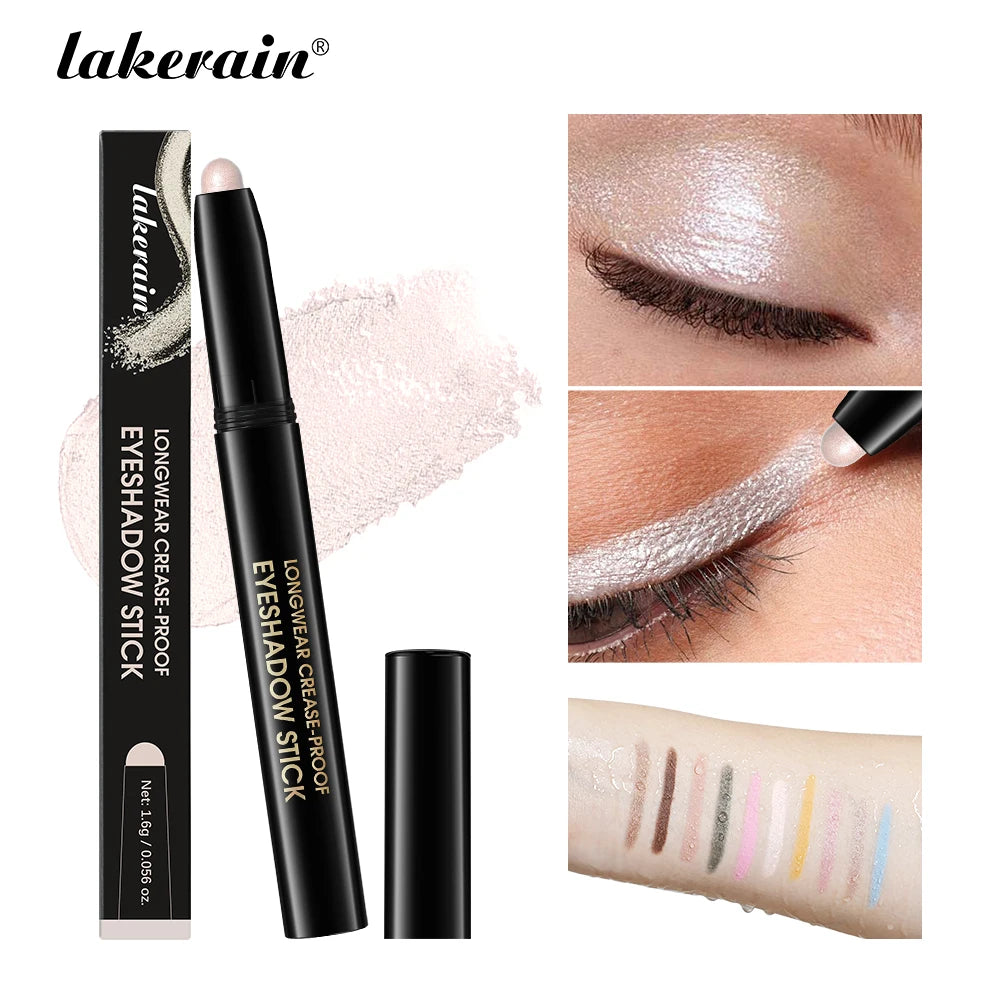 Lakerain Eyeshadow Stick Shimmer and Matte Long Lasting Waterproof Highlighter Metallic Glitter Eye Shadow Pencil Cosmetics mbzr