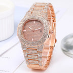 Luxury Full Diamond Men's Stainless Steel Watches Male Sports Quartz Wristwatch with Calendar mbzr