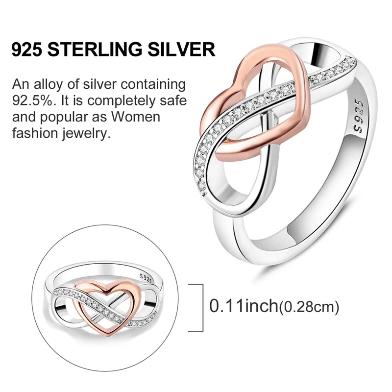 MULA Original 925 Sterling Silver Rings High Quality Eternal Love Rings For Women Lady Wedding Band Party Fashion Jewelry Gift