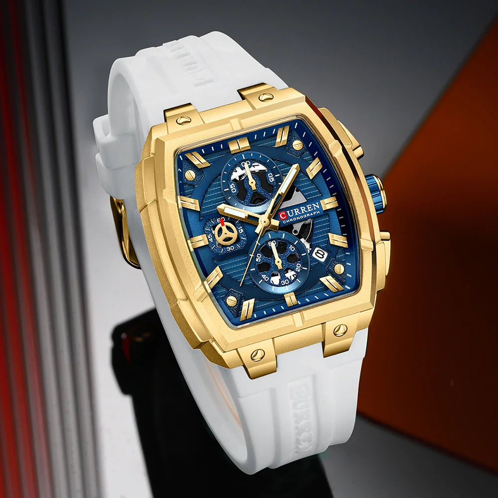 Fashion Men's Wrist Watch,Luxury Chronograph Waterproof Date Dress Watch for Men with Silicone Rubber Strap mbzr