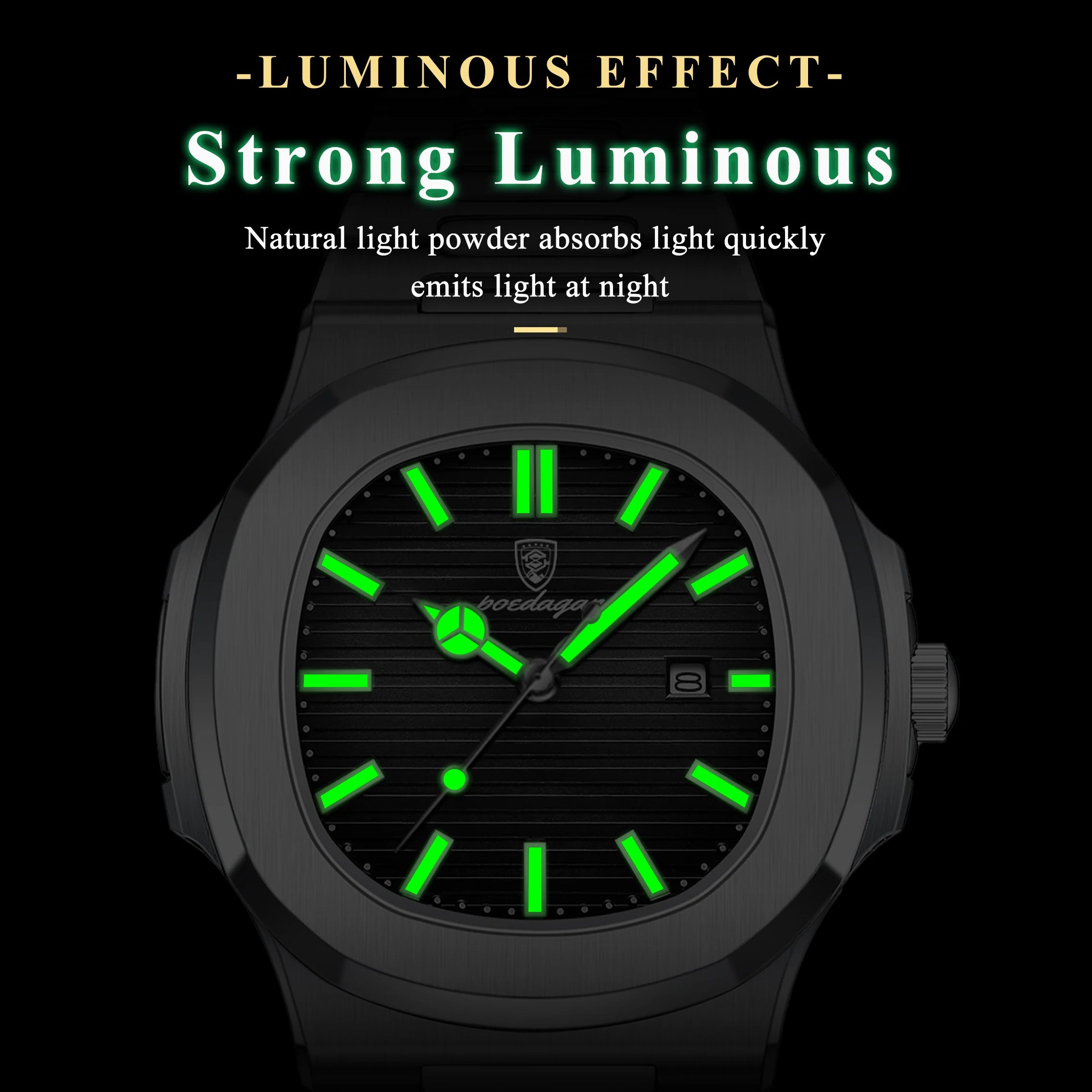 POEDAGAR Square Luxury Men Wristwatch Waterproof Luminous Date High Quality Stainless Steel Male Clock Business Sports Quartz Watches For Men Reloj Hombre mbzr