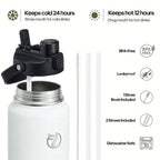 Water Bottle With 2In1 Lid Chug Lid Straw Lid Double Walled Vacuum Stainless Steel Water Bottles, Water Jug With Stra mbzr